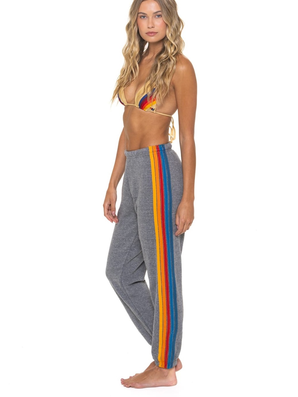 aviator nation 5 stripe sweatpants heather grey XS